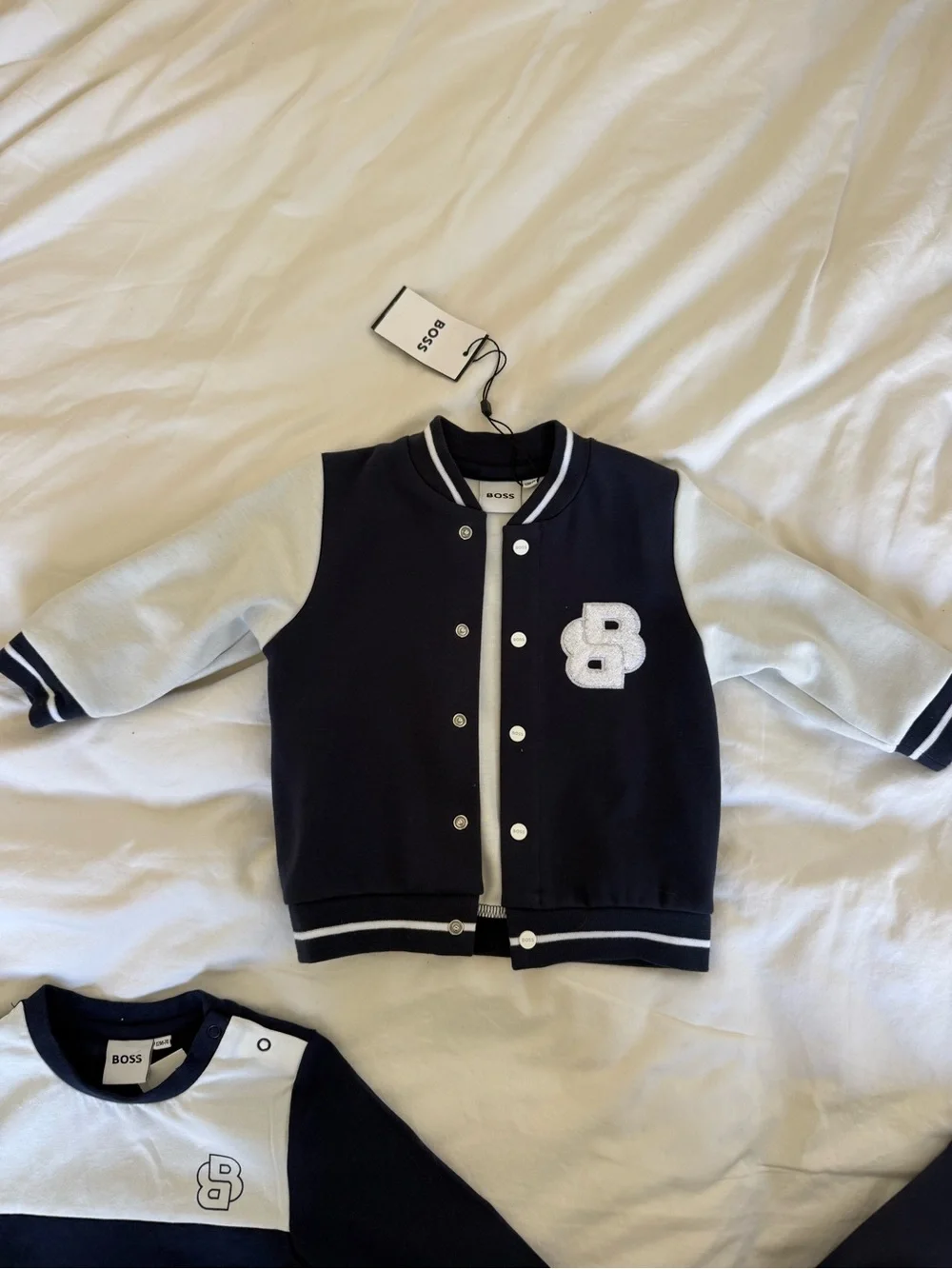 Boss Navy and White Kids 3-Piece Varsity Set